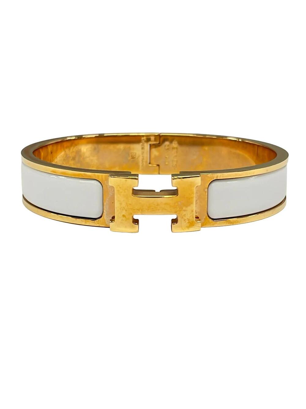 Hermes Clic H Gold White Hardware #371684H79B